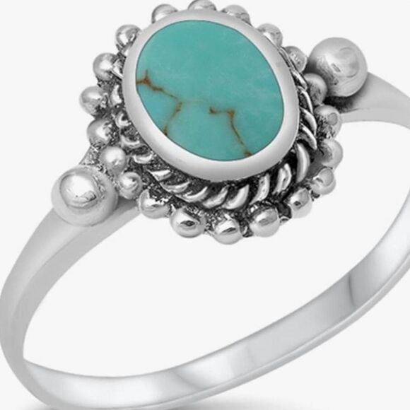 Sterling Silver & Turquoise Southwestern Ring (5) - Picture 1 of 8